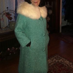 1960’s Wool Boucle Coat with White Fox Collar